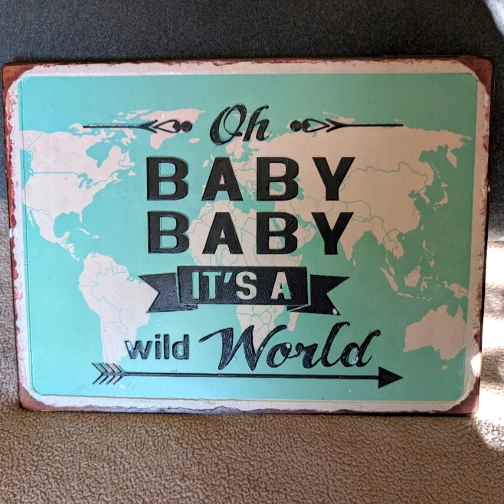 Box#25 🔥 5 For $35 🔥 Baby Baby It's A Wild World Metal Sign